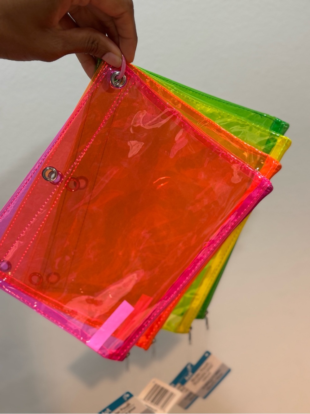 Jot Dollar Tree Viral Neon Clear Vinyl zip bag set of 4